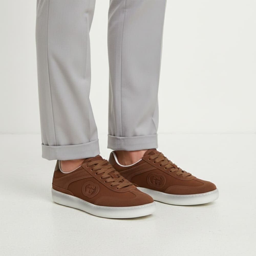 Gucci Men G75 Sneaker Light Brown Suede 845147 AAFGP 2361