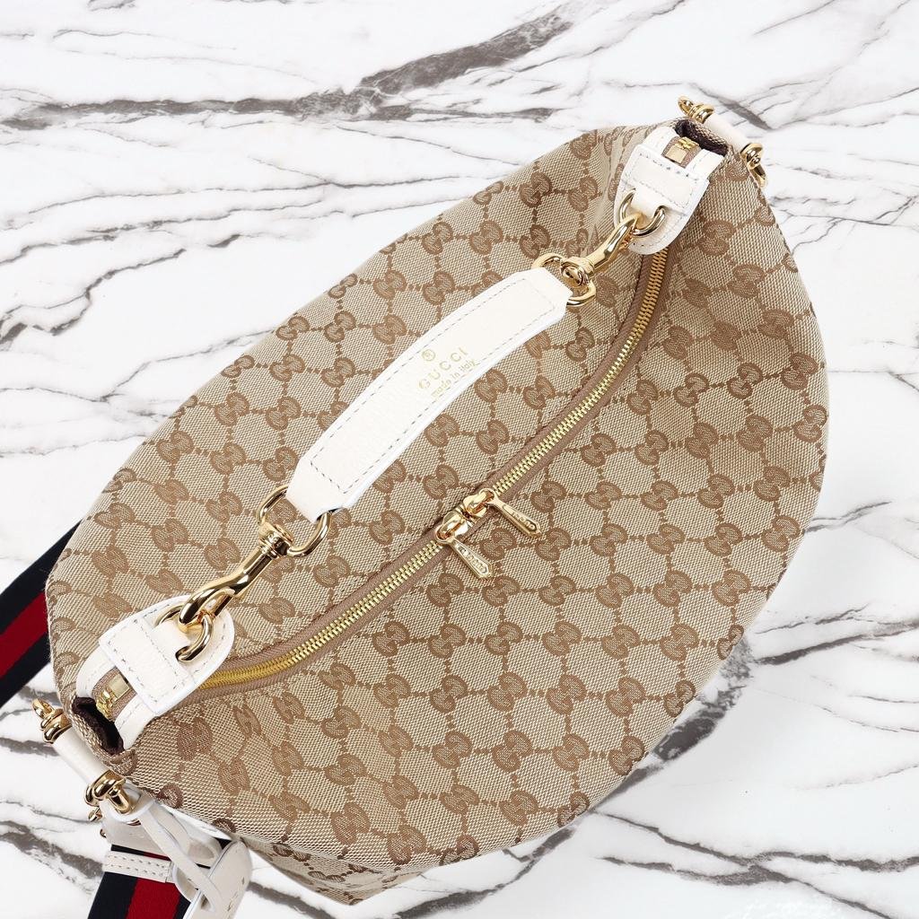 Gucci Brera Medium Crossbody Bag 33cm/13in Sand And Dark Brown GG Canvas A00B4O