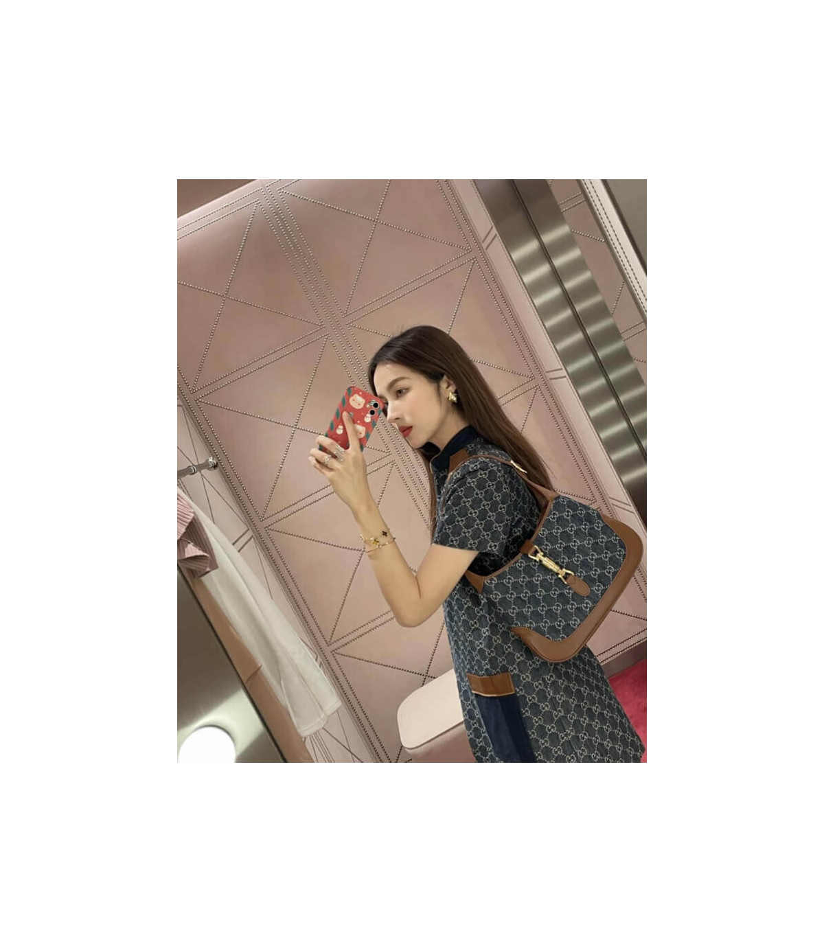 Gucci Jackie 1961 Small Shoulder Bag in Blue Jacquard Denim 28cm