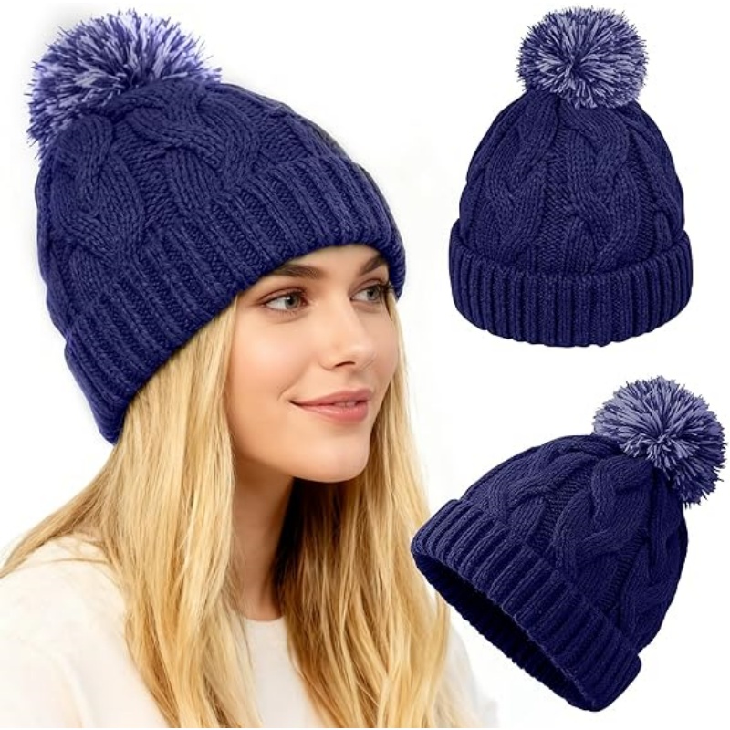 Slouchy Chunky Knit Beanie with Pom Pom