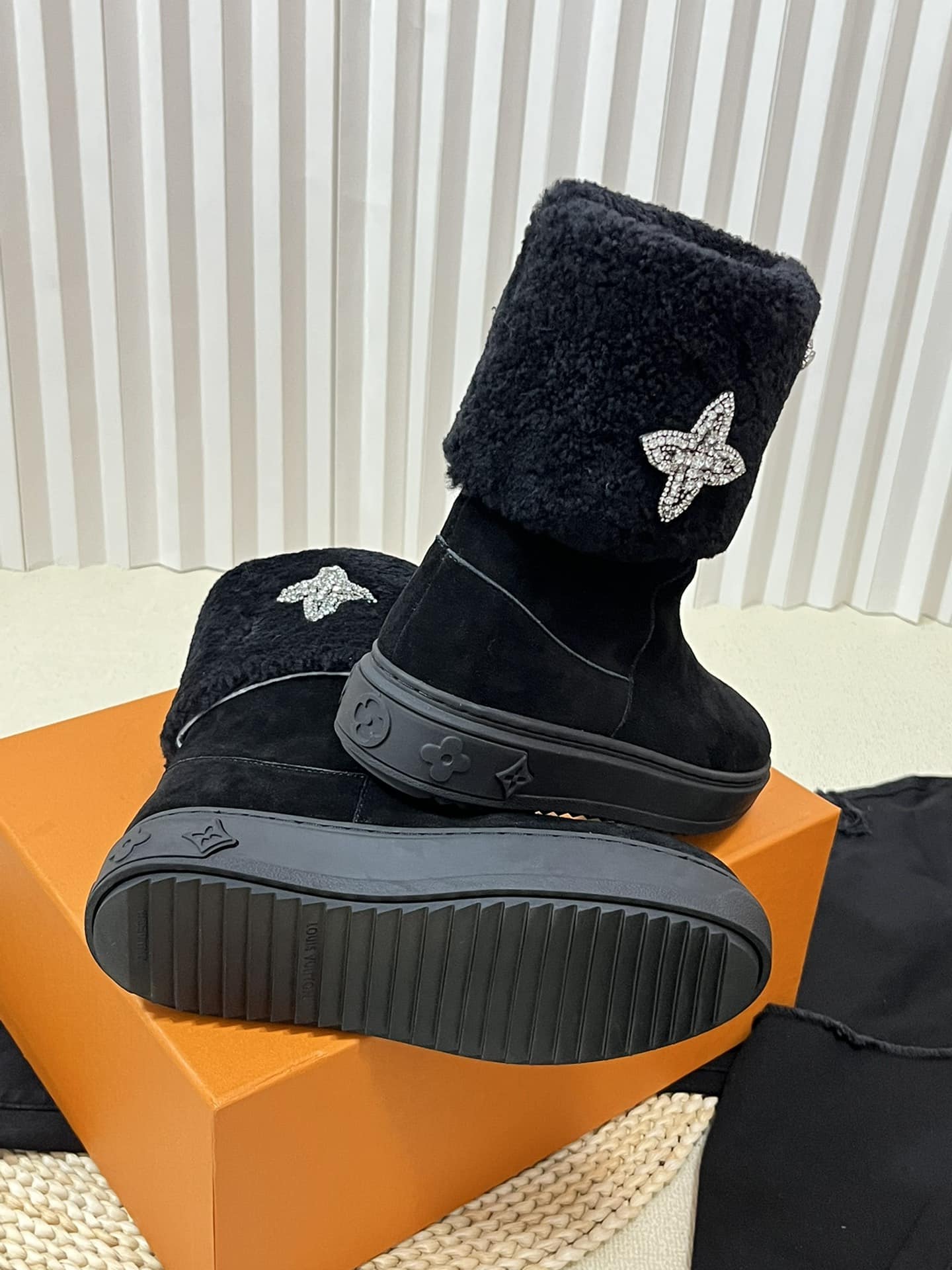 Louis Vuitton Ankle Boot Studded With Diamonds Black