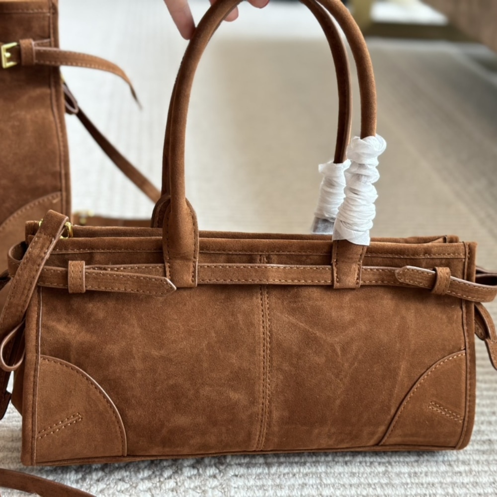 Prada Medium Suede Handbag Cocoa Brown 32Cm