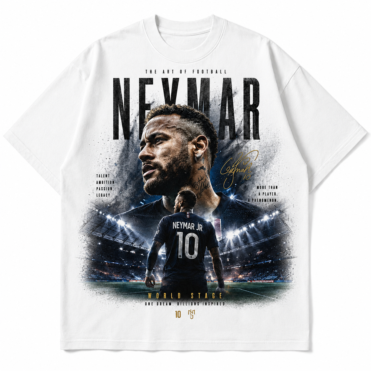 Neymar World Cup Printed T-Shirt  Unisex Loose Fit T-Shirt 100% Cotton Soft Comfortable Summer Casual Printed Top