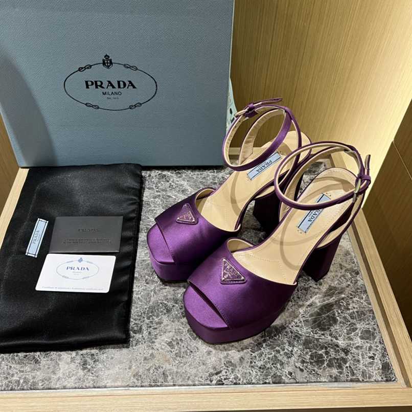 Prada High-Heeled Satin Sandals Violet 1Xp48B049F0030F135