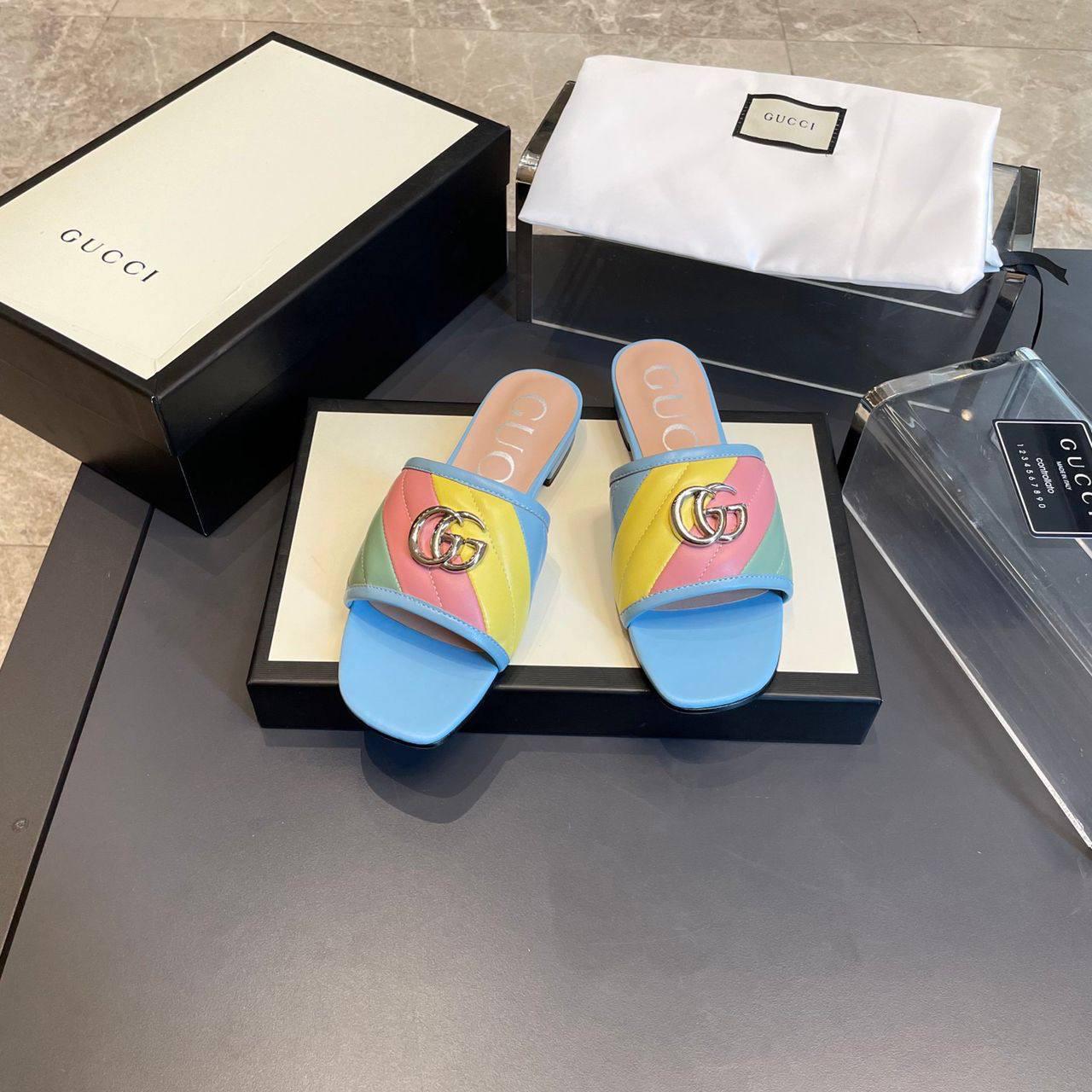 Gucci Double G Rainbow Mules