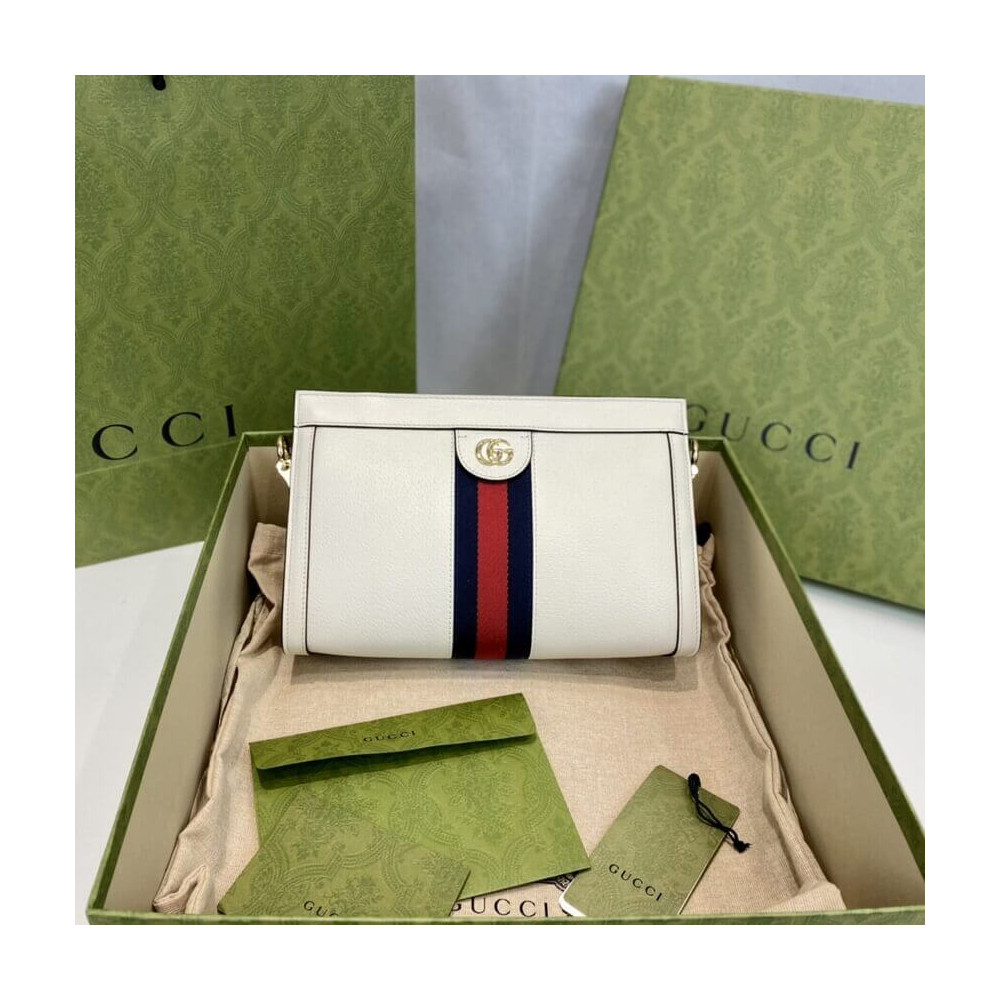 Gucci Ophidia Small Shoulder Bag in White Leather