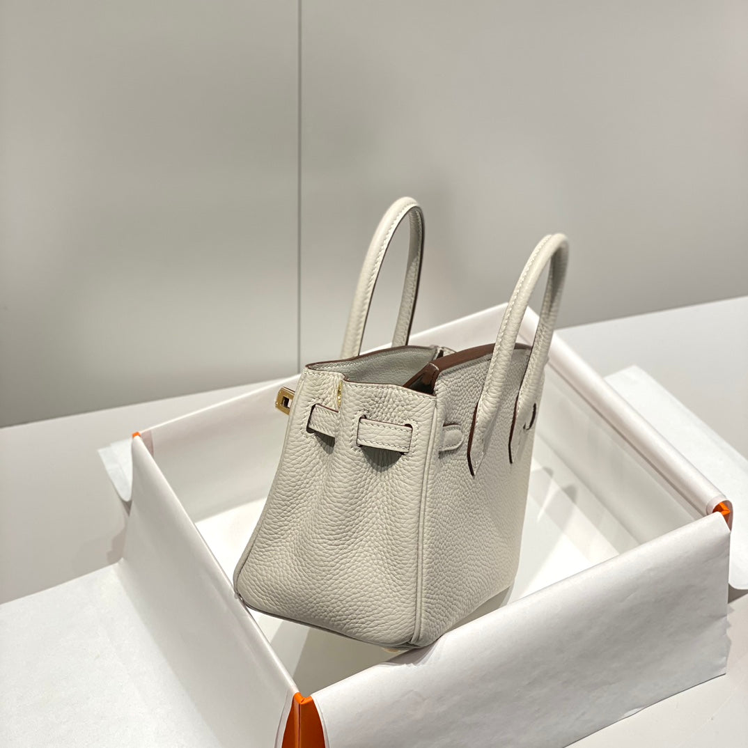 Hermes Birkin 20Cm Pearl Gray Togo Leather Gold Hardware