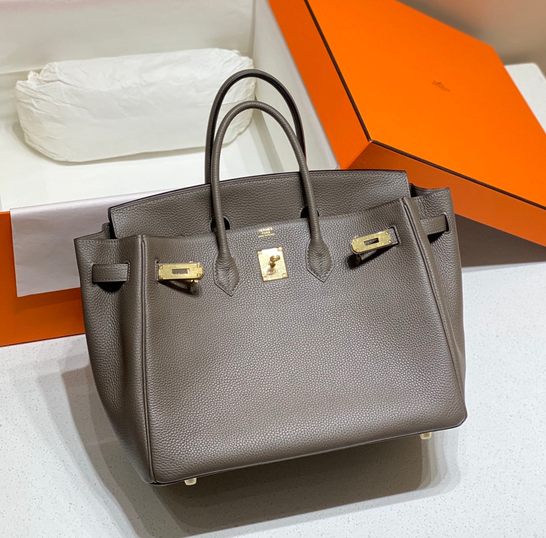 Hermes Birkin 35Cm Dark Grey Togo Leather Gold Hardware
