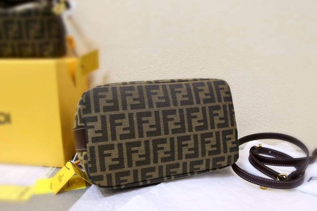 Fendi Zucca Jacquard Mini Pouch Bag Brown 27Cm