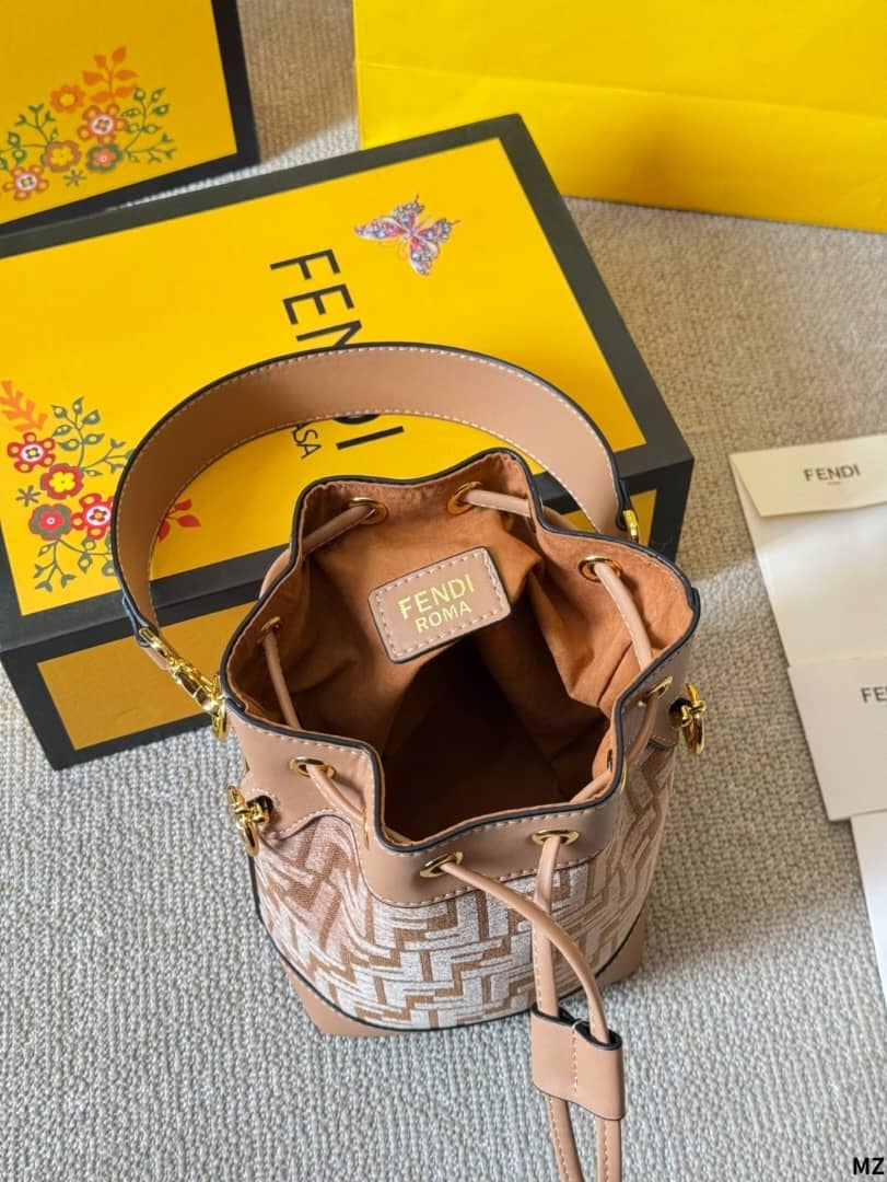 Fendi Mon Tresor Canvas Bag With Ff Embroidery 23Cm