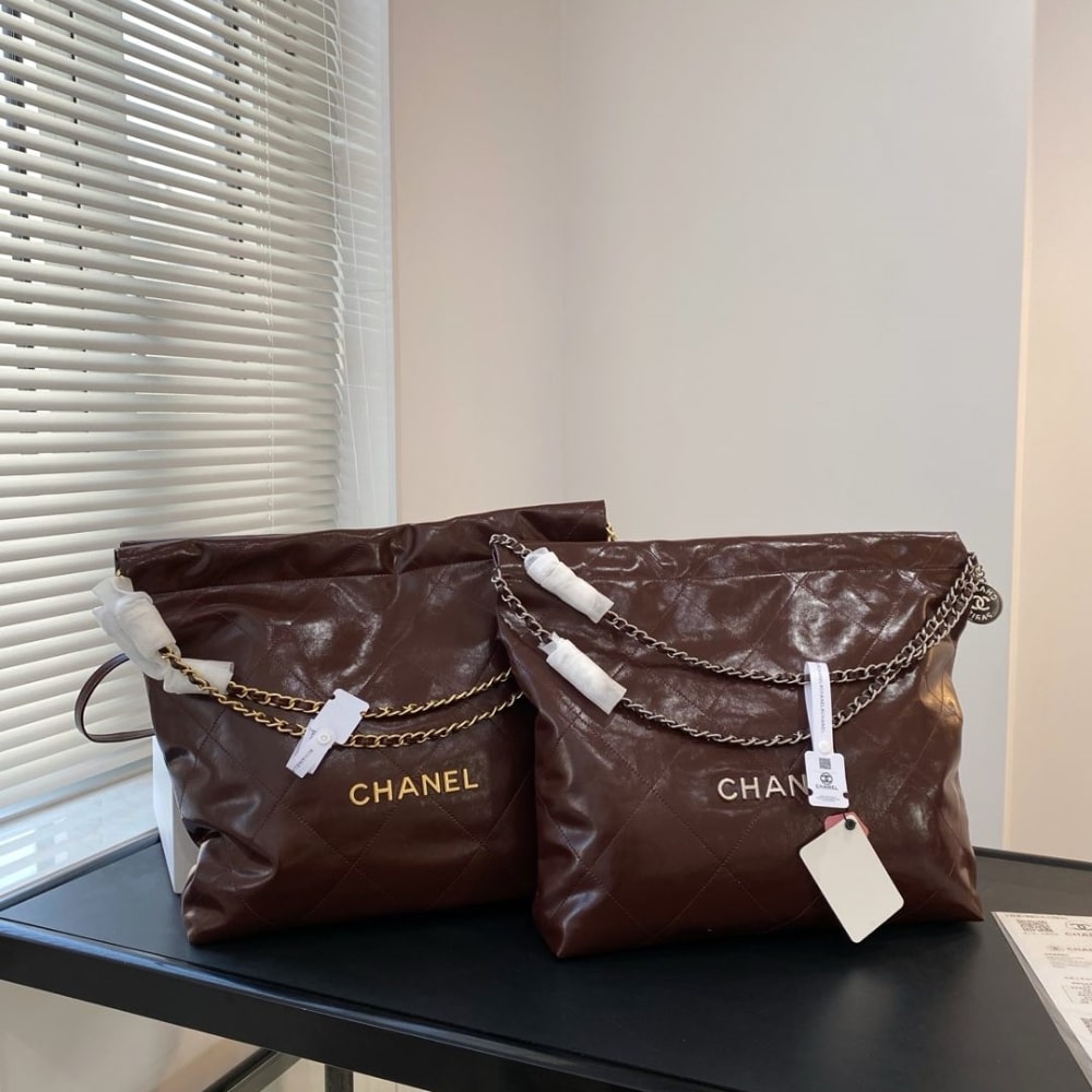 Chanel 22 Large Handbag Dark Brown 41cm