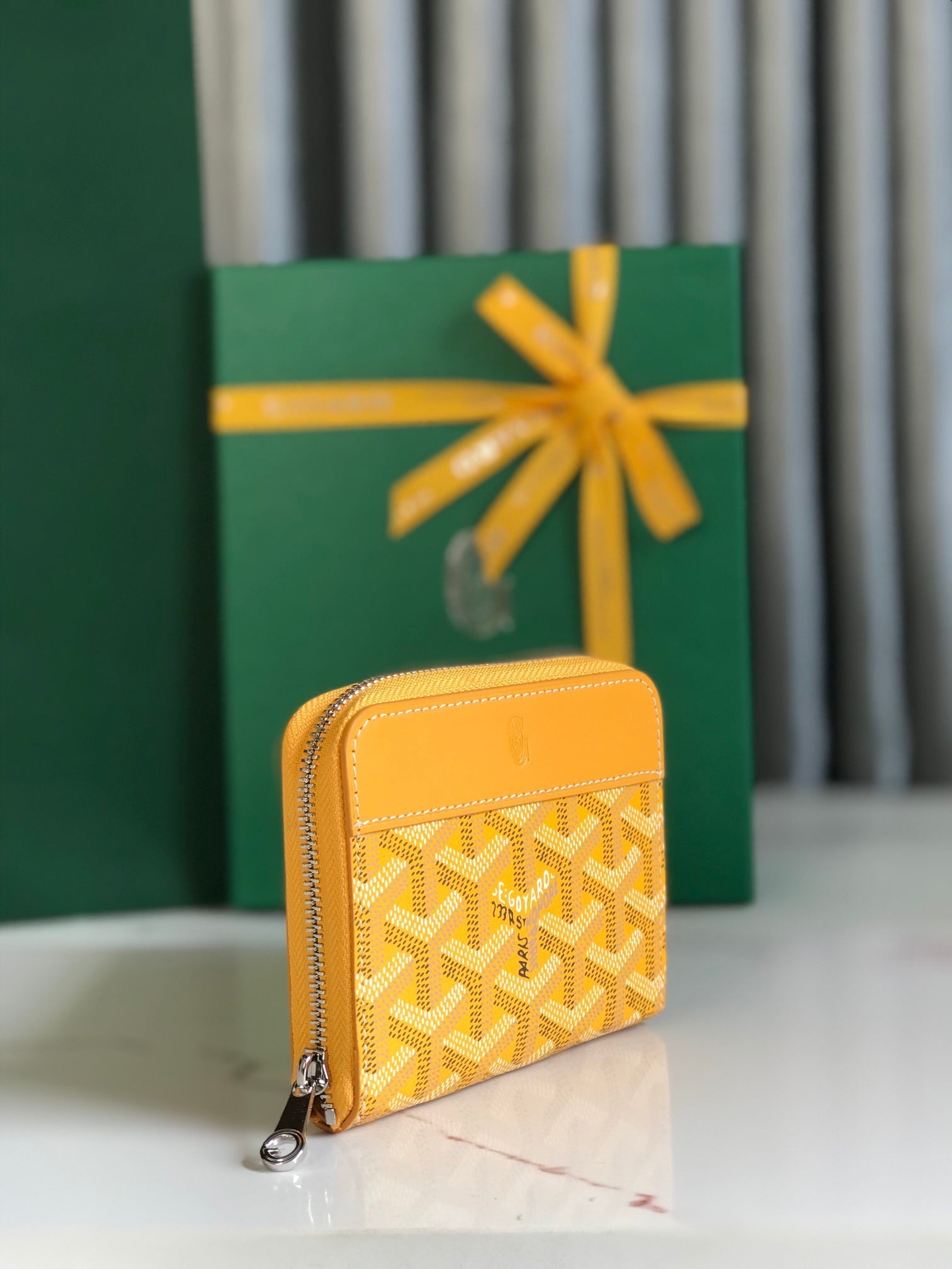 Goyard Matignon Mini Wallet 11cm Yellow Goyardine Canvas And Calfskin