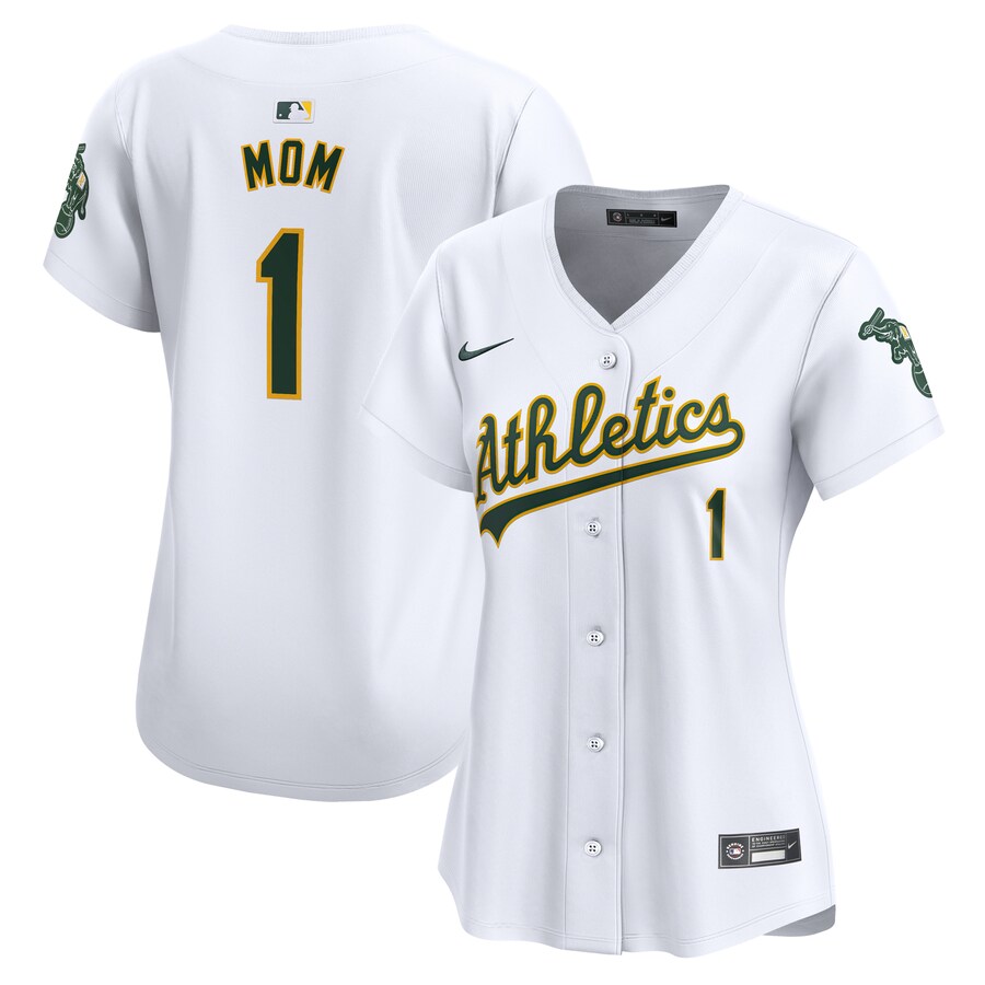 Oakland Athletics Women's #1 Mom Home Limited Jersey White