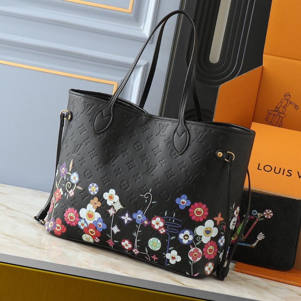 Louis Vuitton X Takashi Murakami Neverfull MM Black 31Cm M13675