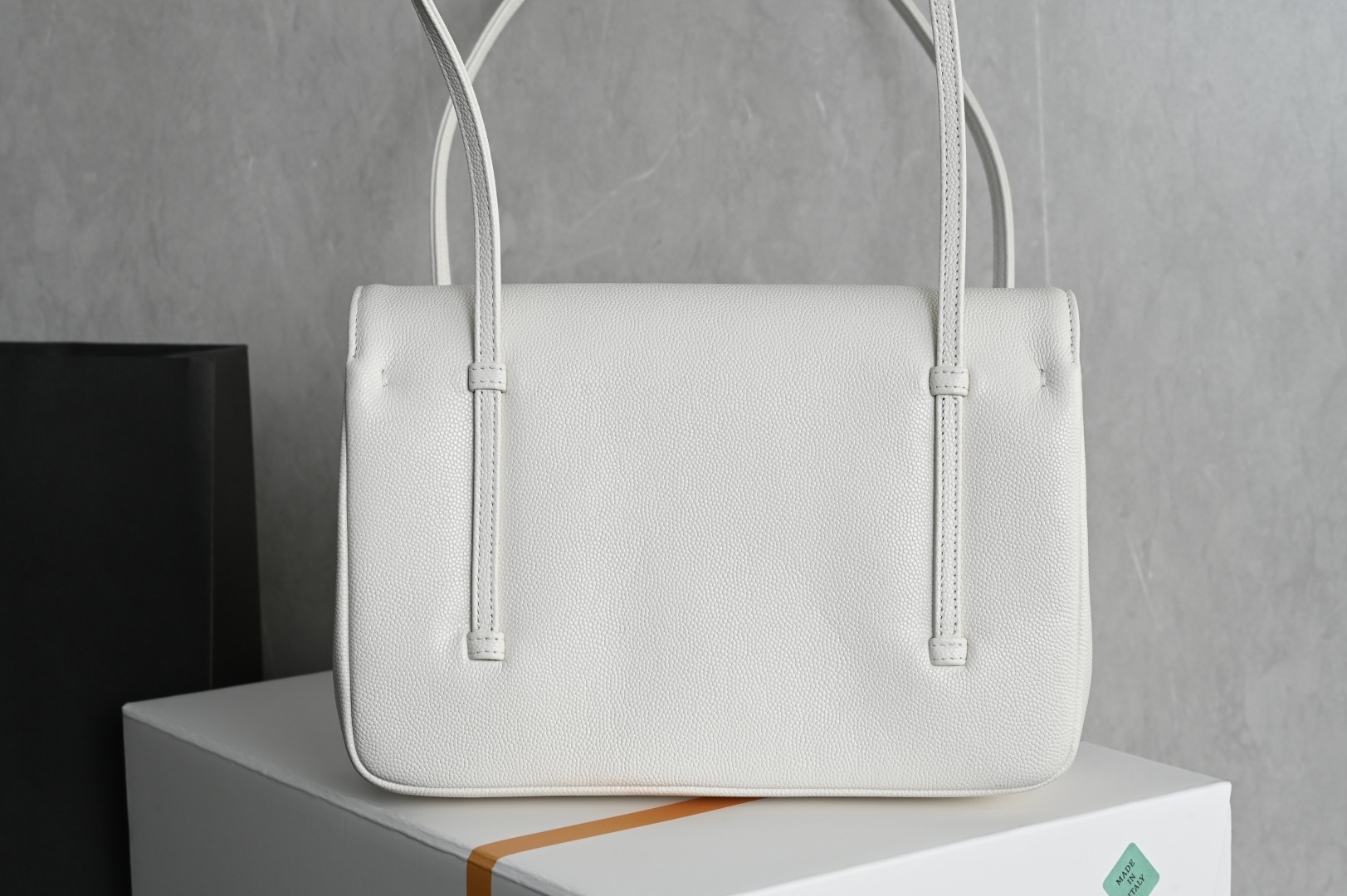 26P Preppy Coco Large Flap Bag in White Grained Shiny Calfskin with Gold-Tone Hardware