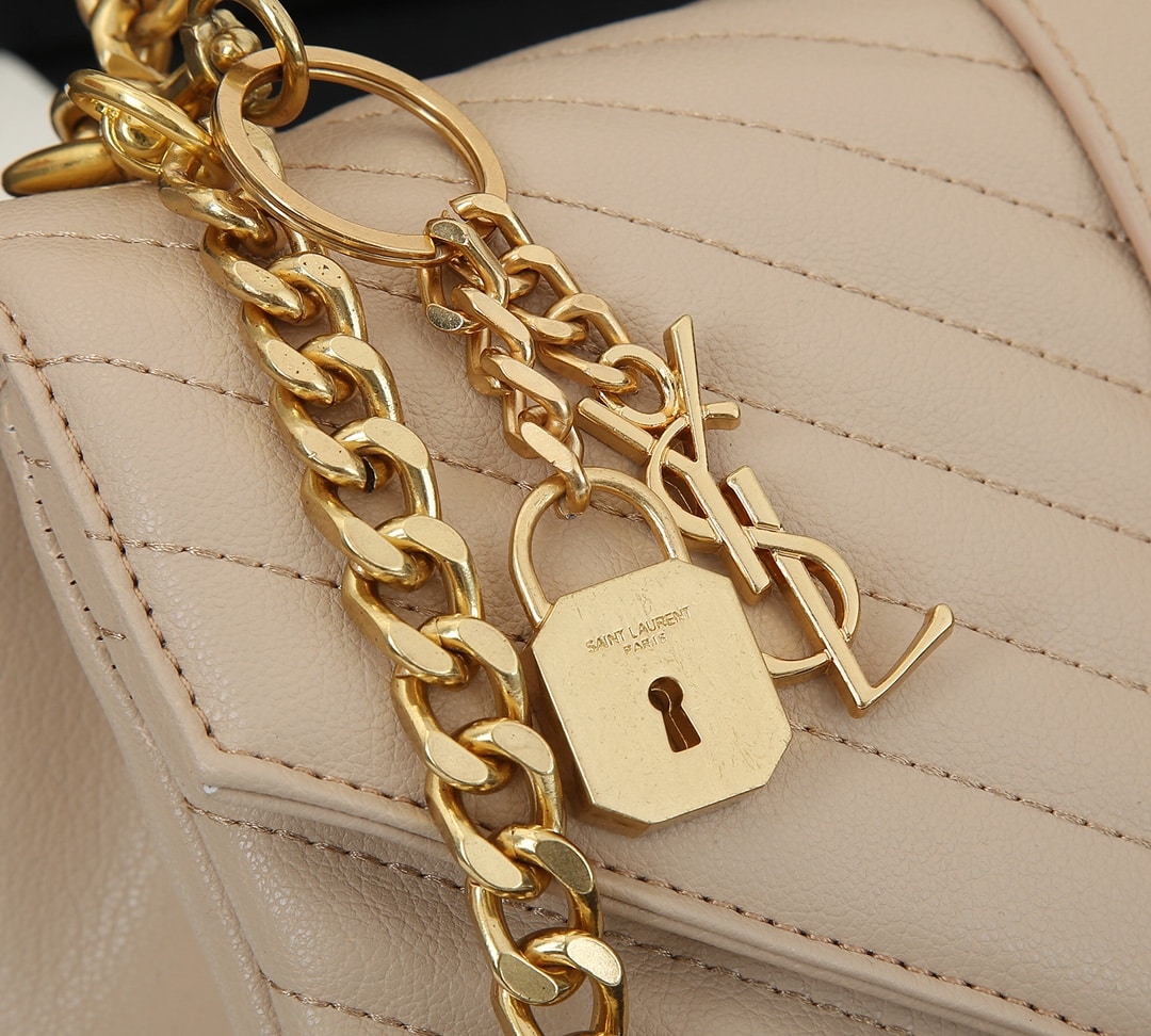 Saint Laurent College Medium In Quilted Leather Beige 24Cm 600279Brm072721