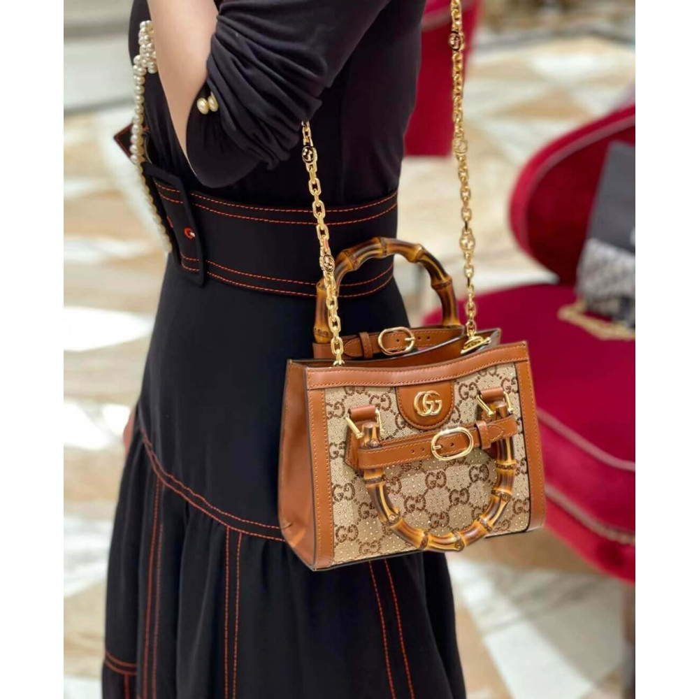 Gucci Diana Crystals Mini Tote Bag