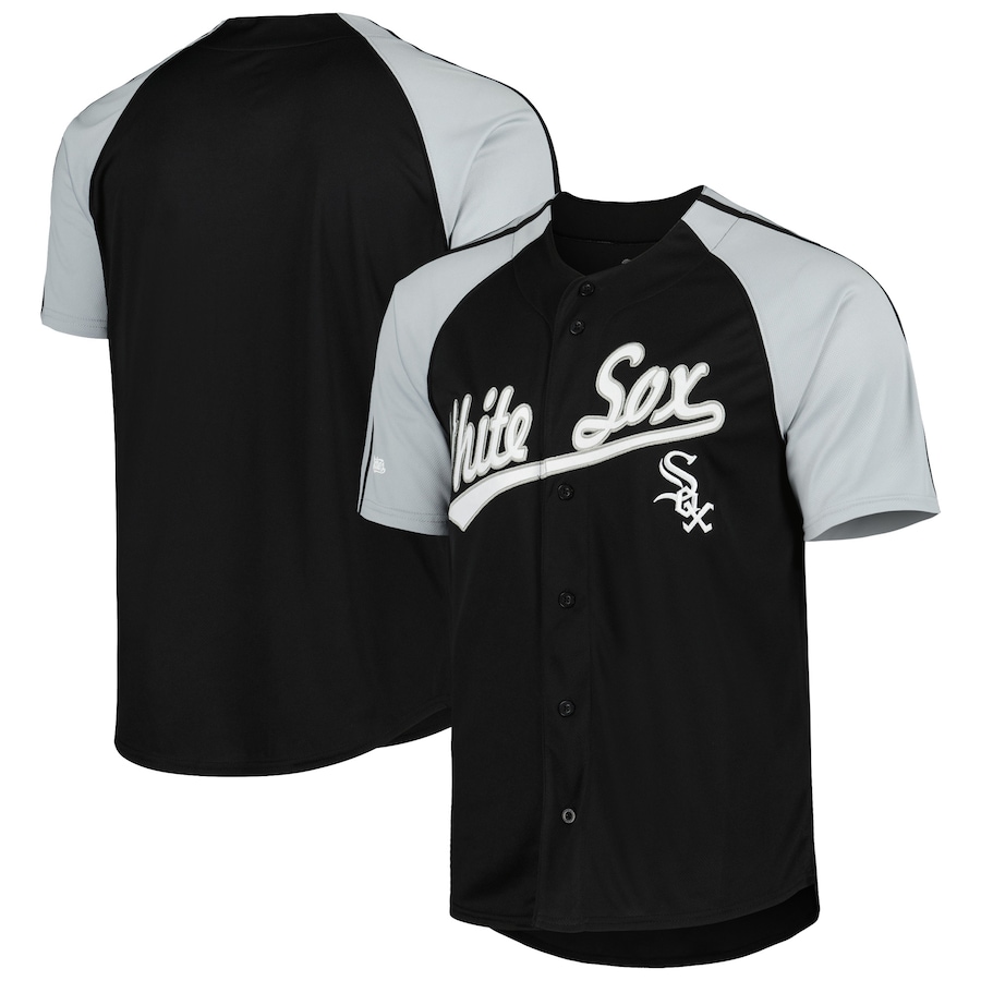 Chicago White Sox Stitches Button-Down Raglan Fashion Jersey Black