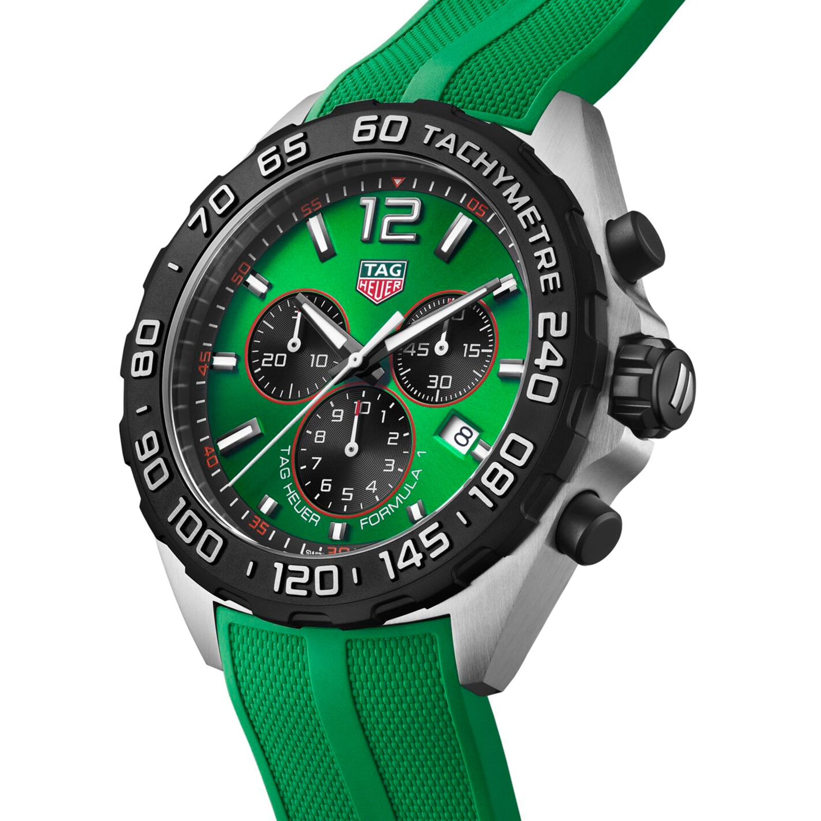 TAG Heuer Formula 1 Quartz Chronograph 200M 43mm Mens Watch Green Rubber CAZ101AP.FT8056
