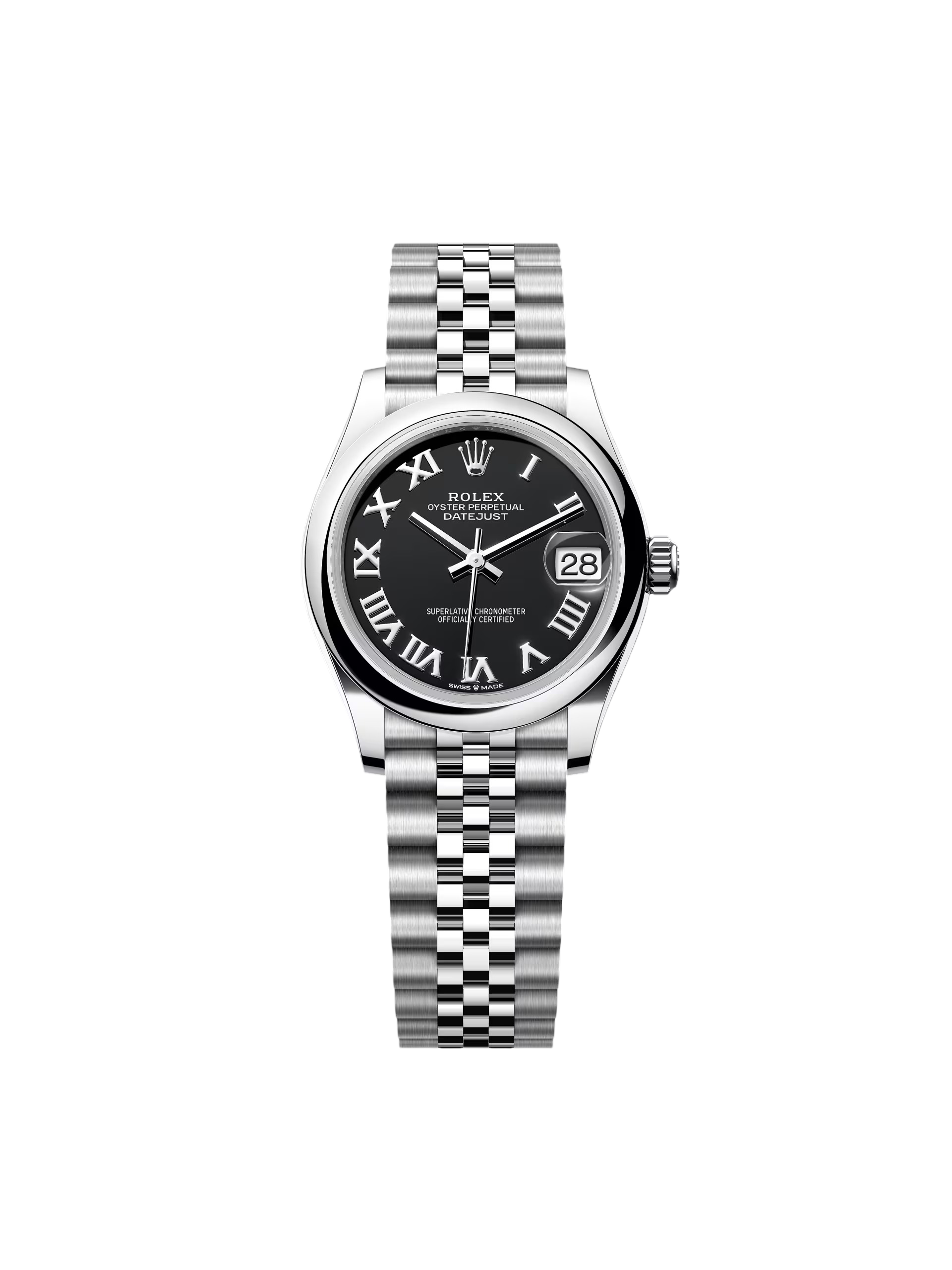 Rolex Datejust m278240-0001/0002 31mm Black Roman Domed Bezel Oyster Oystersteel