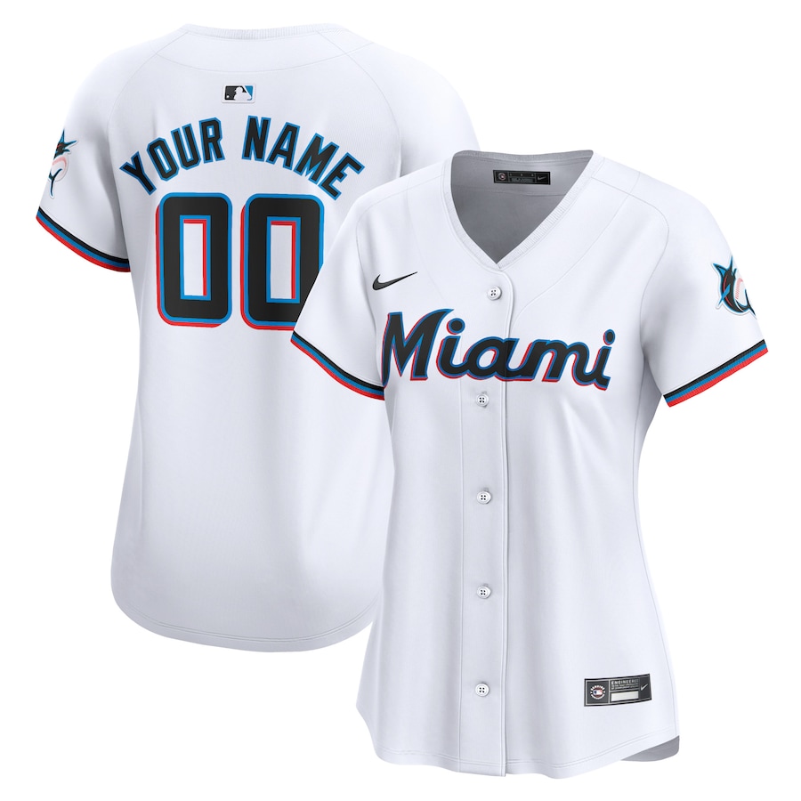 Miami Marlins Women's Home Limited Custom Jersey White