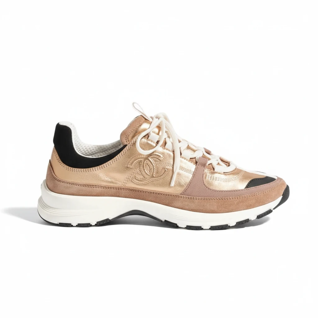 Chanel Sneaker Gold Beige And Black G46609 B21320 U2406