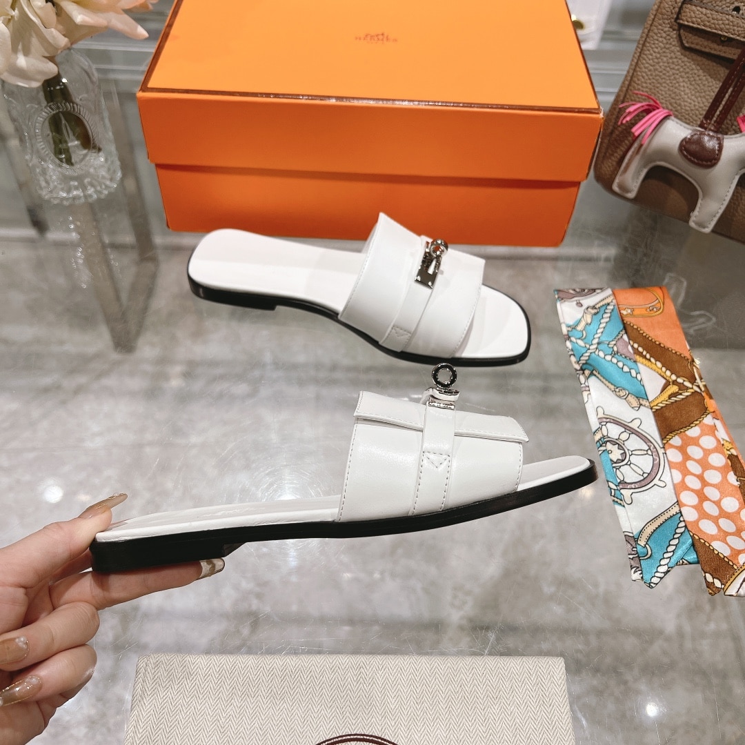 Hermes Giulia Sandal White