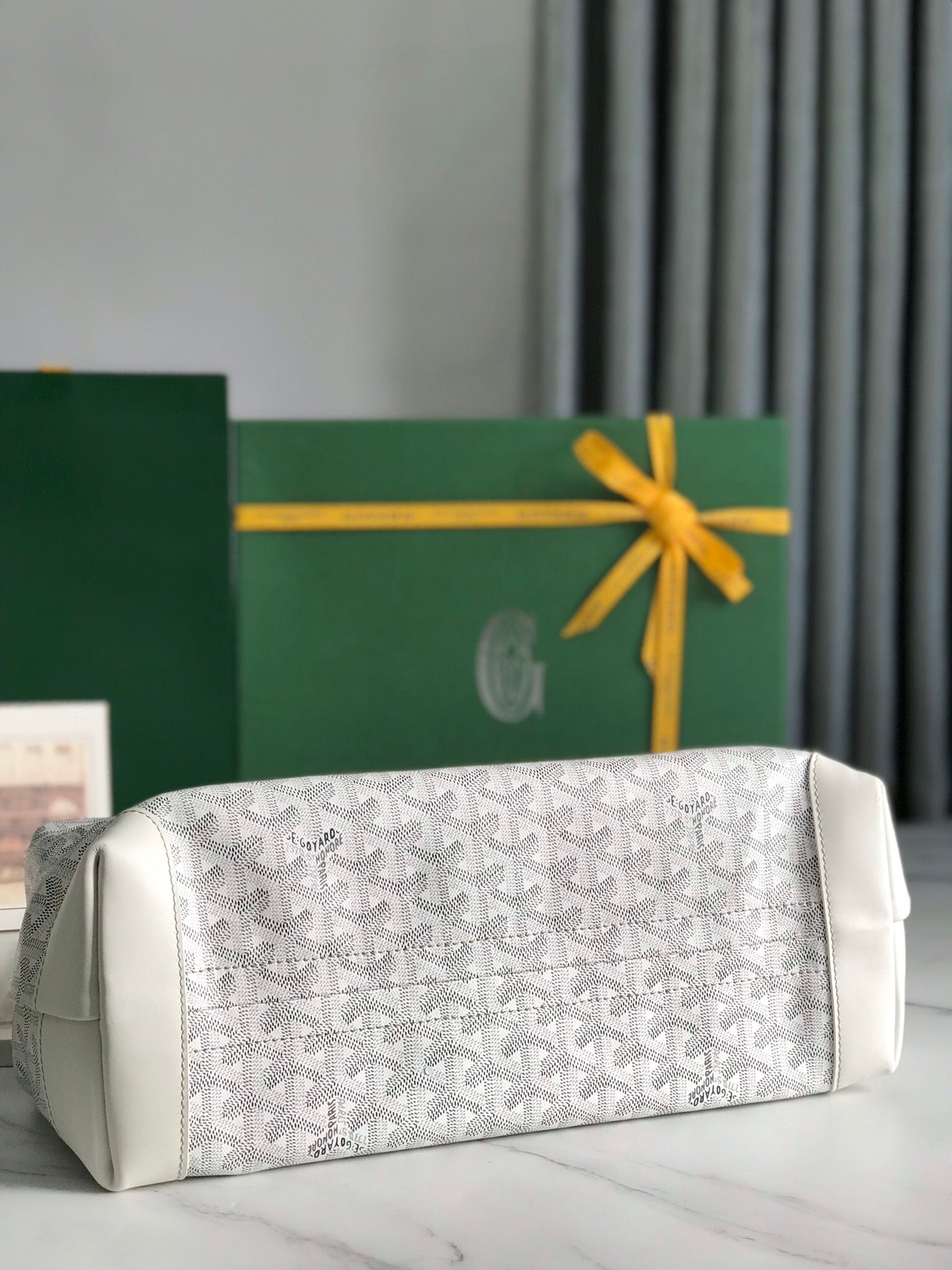 Goyard Bellechasse Biaude Pm Bag 36 Cm White Goyardine Canvas And Calfskin Trim