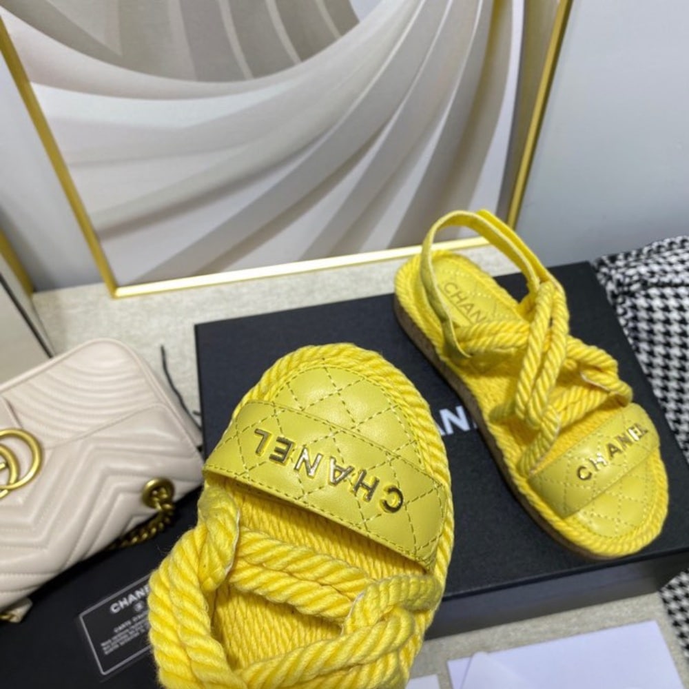 Chanel Rope Sandals Strap Yellow