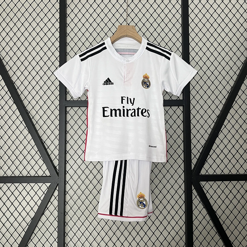 Retro Kids 2014-15 Kids Real Madrid home RONALDO Benzema Bale Sergio Ramos Alonso Di Maria Modric Football jersey retro