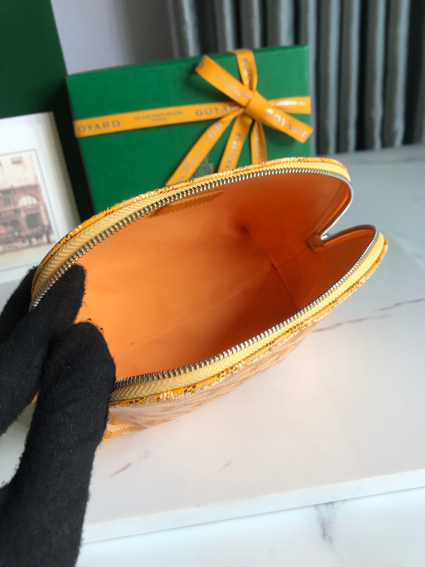 Goyard Vendôme Cosmetic Pouch 17 Cm Yellow Goyardine Canvas And Calfskin Trim