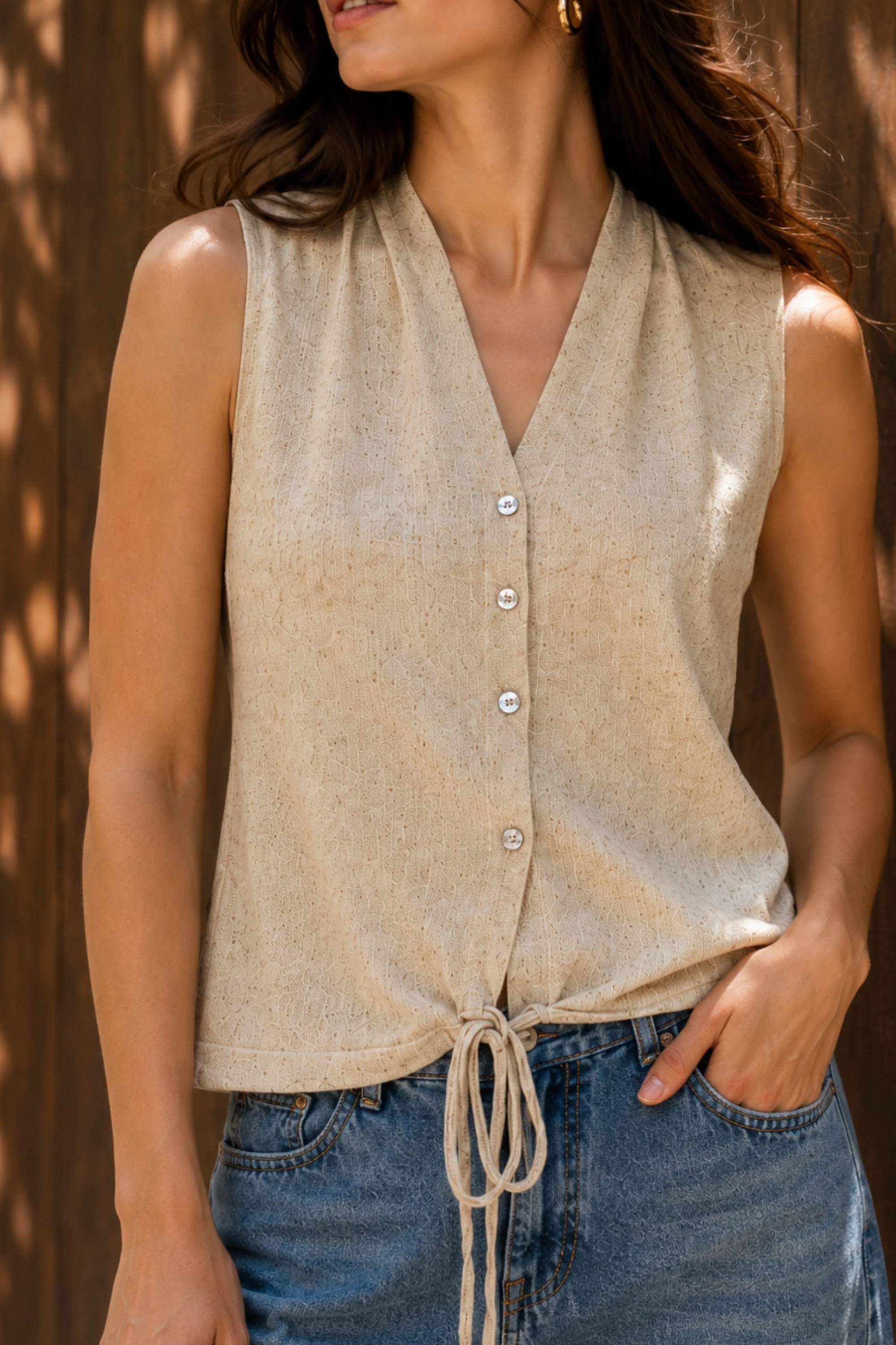 Oatmeal Knit Vest Top