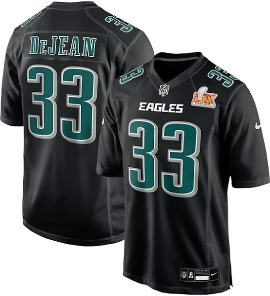 Men's Nike Cooper DeJean Carbon Black Philadelphia Eagles Super Bowl LIX Fashion Game Player Jersey