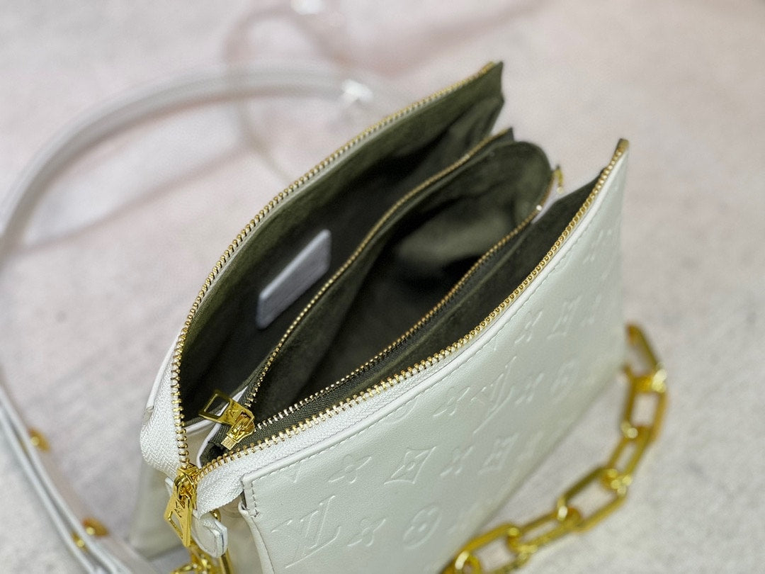 Louis Vuitton Coussin BB 22cm/8.7in Monogram Empreinte Leather White M20770 – Women