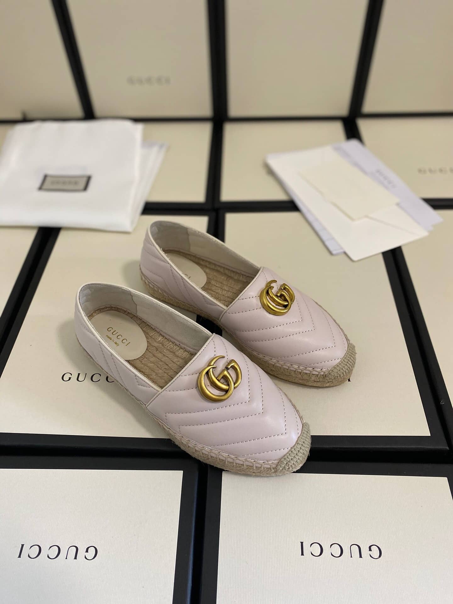 Gucci Leather Espadrille With Double G White ?551890 Bko00 1000