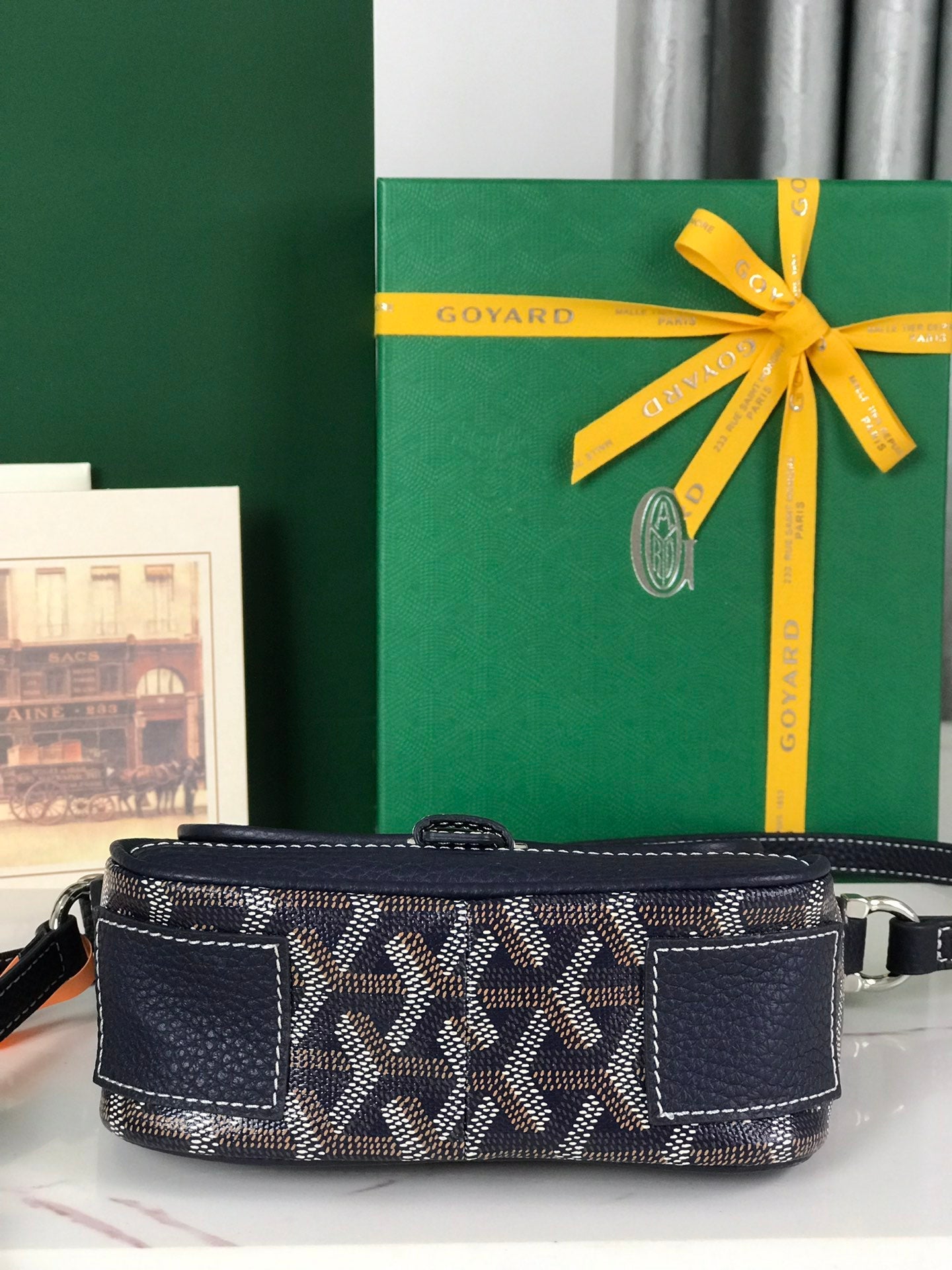 Goyard Grand Bleu 16 Cm Navy Blue Goyardine Canvas And Lambskin