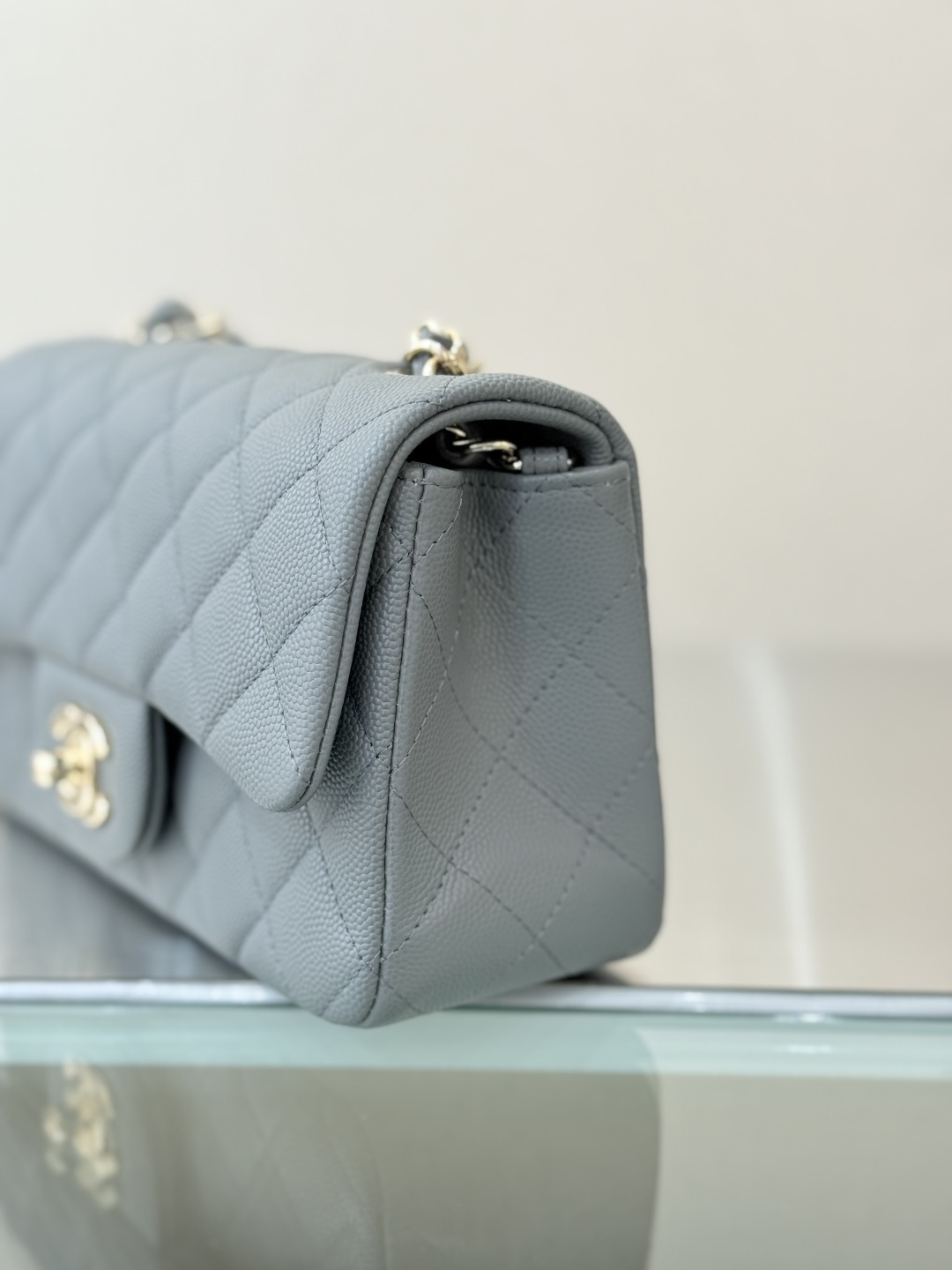 Mini Classic Flap Handbag（Light Gray-Blue）