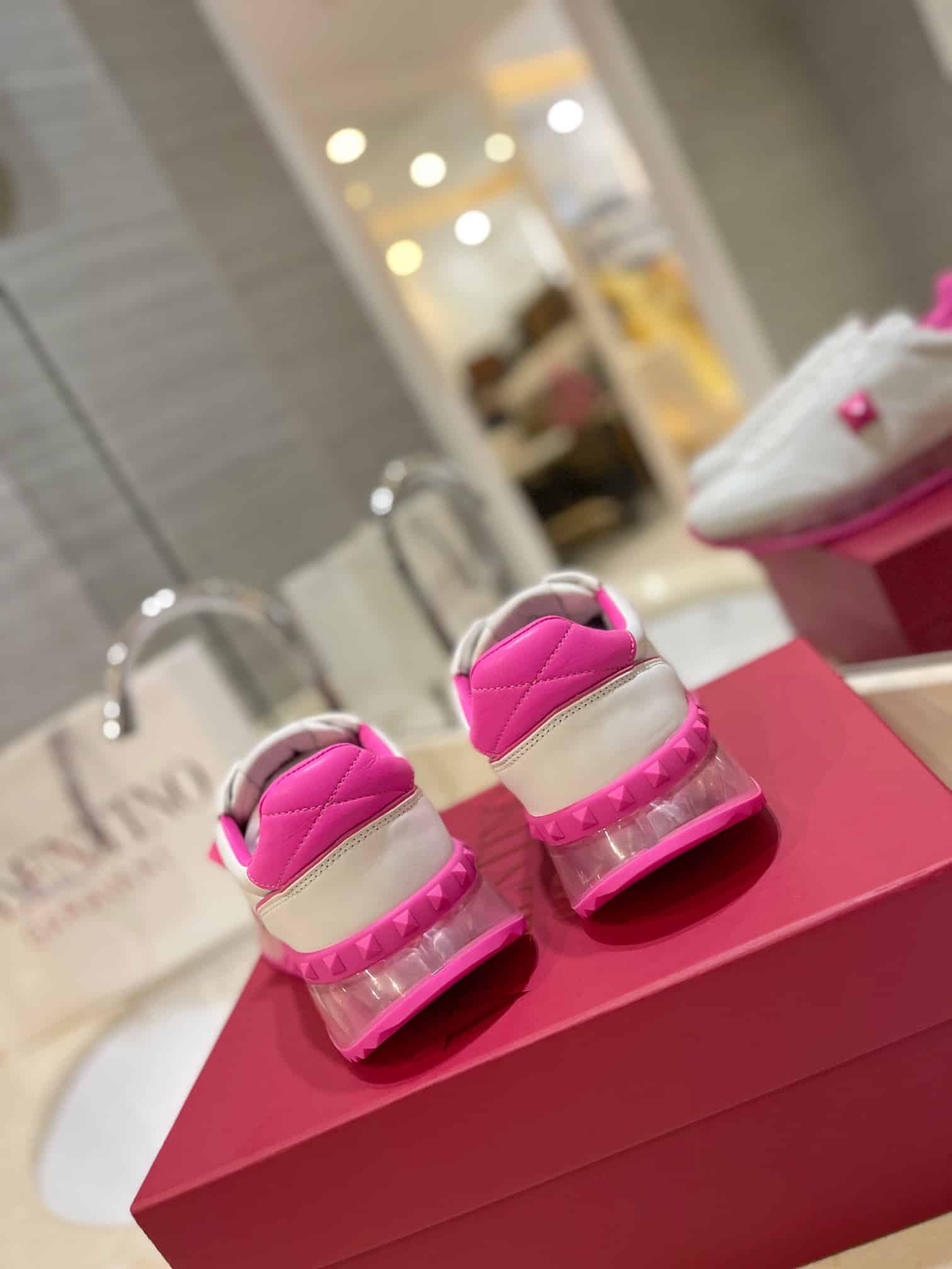 Valentino Garavani Stud Around Low Top Calfskin And Nappa Leather Sneaker Pink