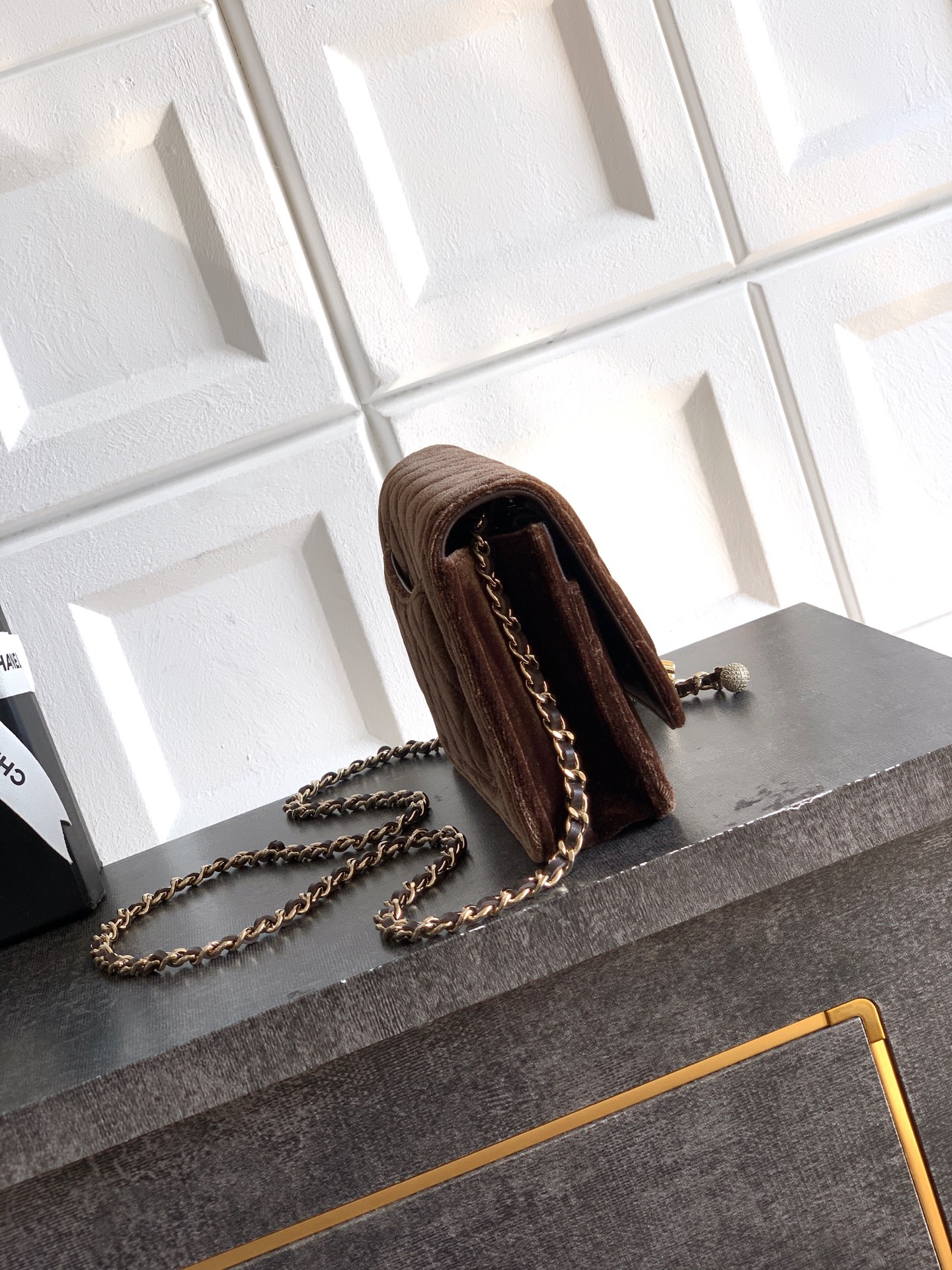 Chanel 26C Velvet Wallet on Chain with Diamond Button