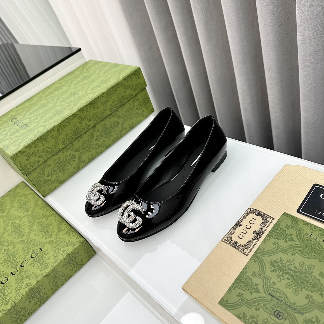 Gucci Crystal Gg Women’S Ballet Flat Black