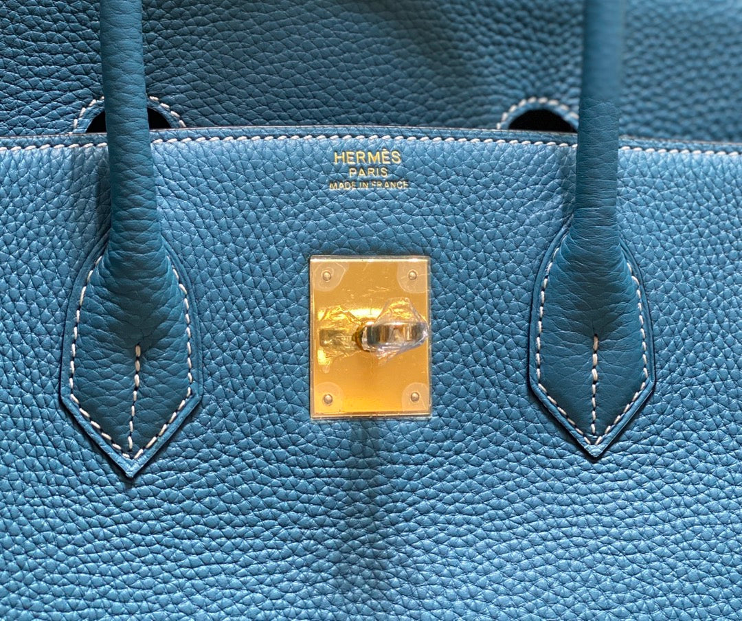 Hermes Birkin 35Cm Bag Cerulean Togo Gold Hardware