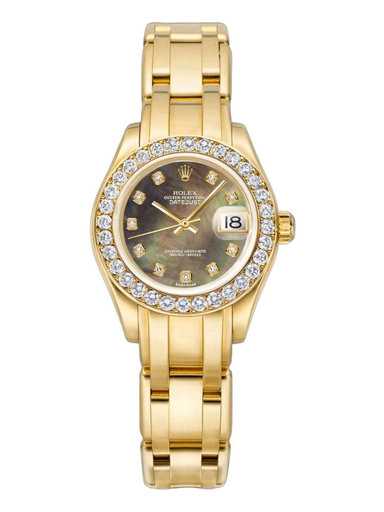 【Super Clone】Rolex Pearlmaster 80298 Yellow Gold MOP Dial 29MM Lady Replica Watch