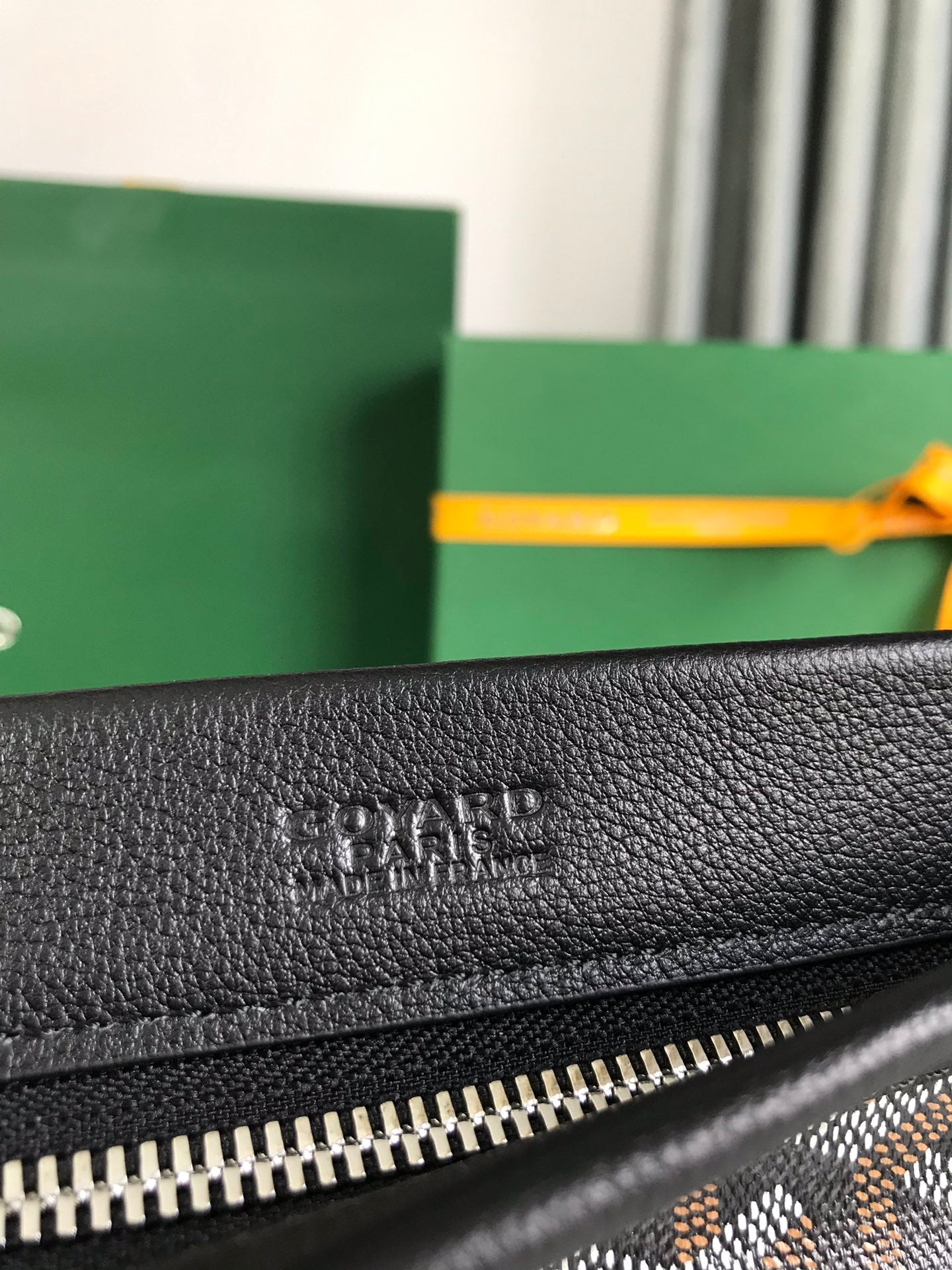 Goyard Conti Pouch 24 Cm Black Lambskin And Goyardine Canvas