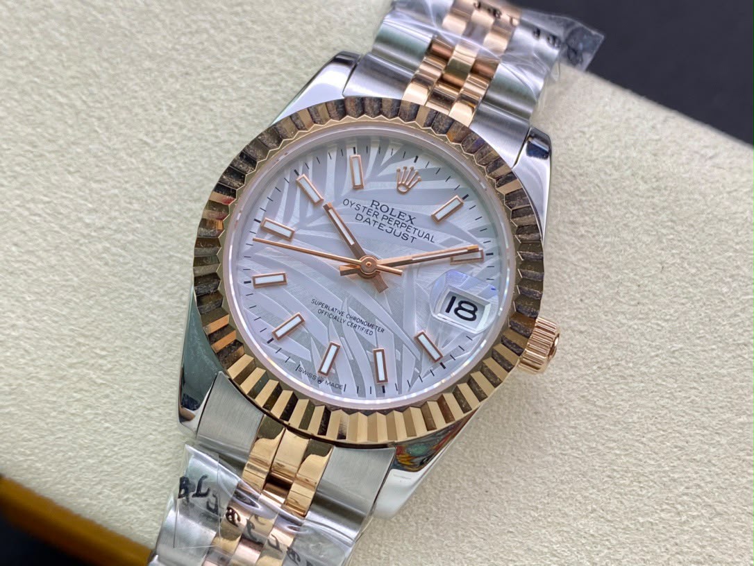 [SUPER CLONE] Rolex Datejust 31mm Palm Motif Silver Dial 126233