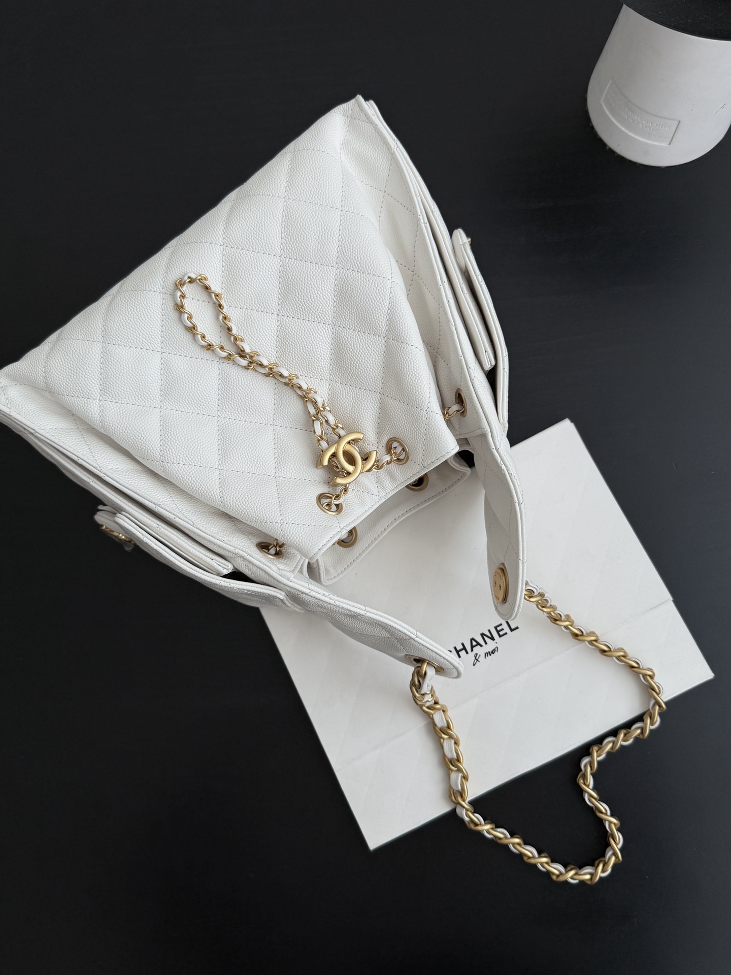 Chanel Spring-Summer 2025 Handbag Grained Calfskin & Gold-Tone Metal White 30Cm/ 11.8In