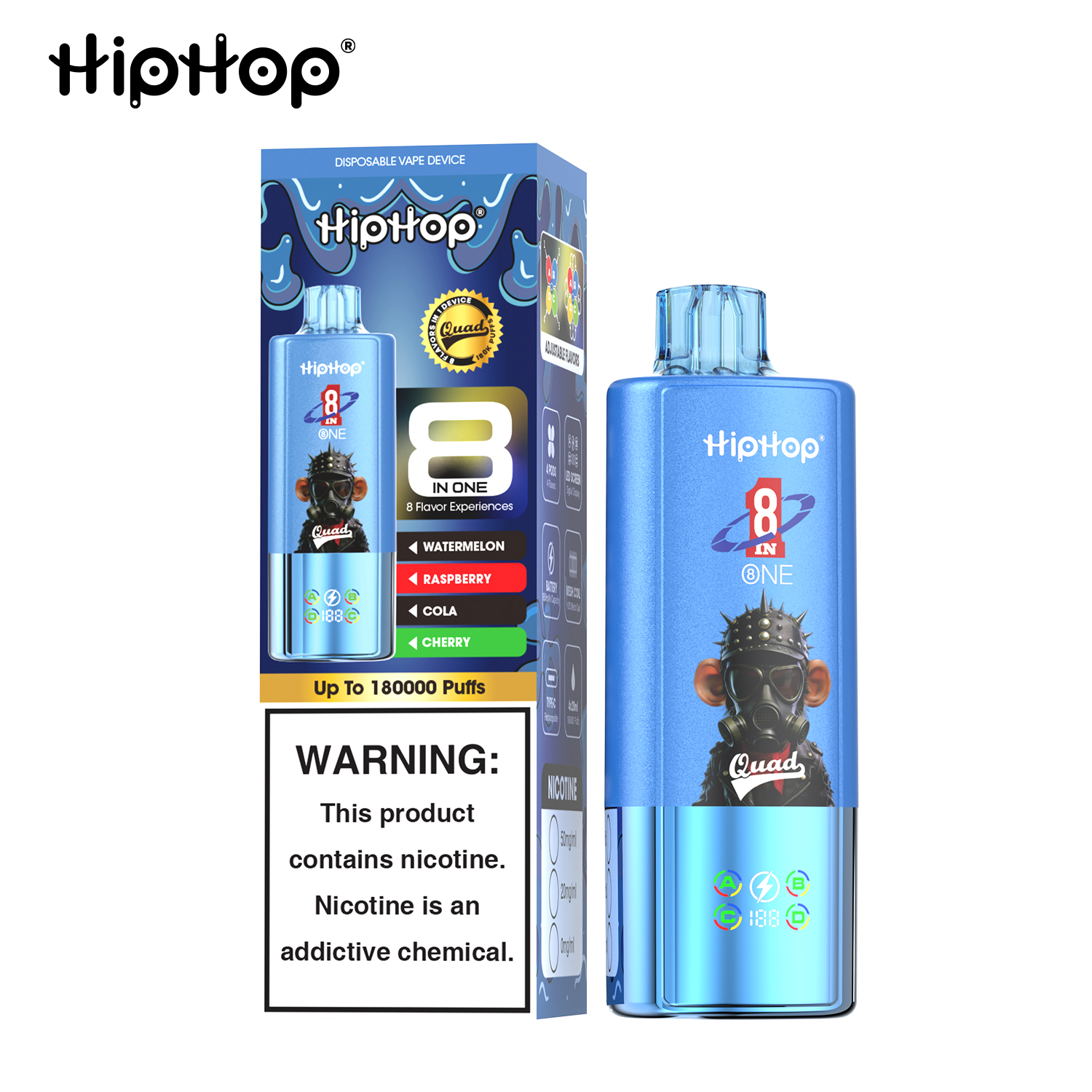 HIPHOP 180k Puffs Prefilled Vape |  Rechargeable