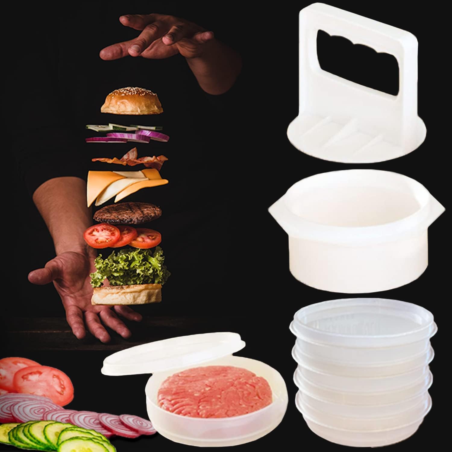Set Hamburger Patty Mold - Essential Tool to Make hamburger Patties Ideal BBQ Gift For Family