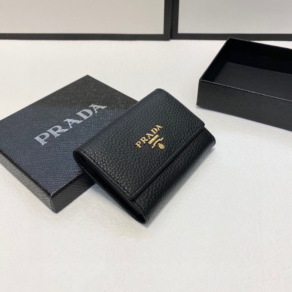 Prada Small Saffiano Wallet Black 10cm 1mh043 Zlp F061h