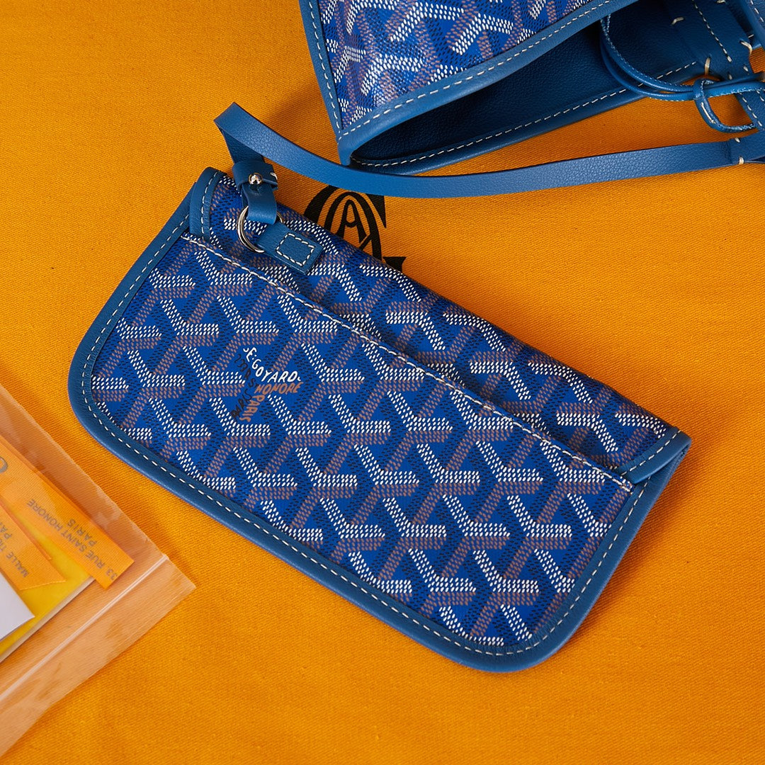 Goyard Saint Louis Gm 40 Blue Canvas Chevroches Calfskin