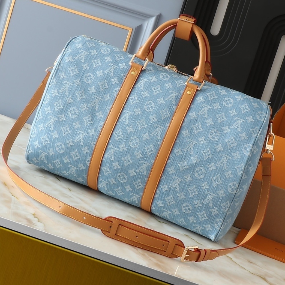 Louis Vuitton Keepall Bandoulièrè 45 Bag Sky Blue Denim 45Cm M25334